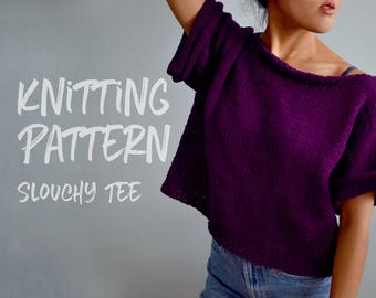 Knitting Pattern | Slouchy T-Shirt | Oversized Crop Top | Knit Top Pattern