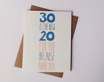 30th Birthday Card Milestone Birthday Card Decade Birthday