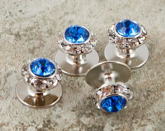 25 colors, Crystal shirt studs, silver or gold finish. Swarovski crystal shirt studs, Tuxedo shirt studs, Groom accessories