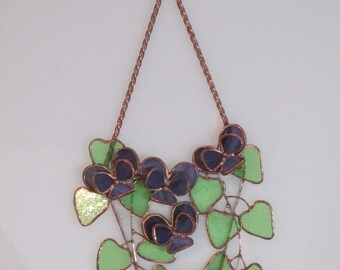 Stained Glass Pansies Suncatcher
