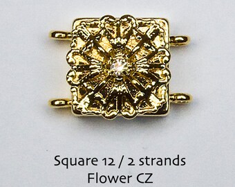 Sale! 2 Strand Magnetic Clasp With CZ 18KT Gold Plated