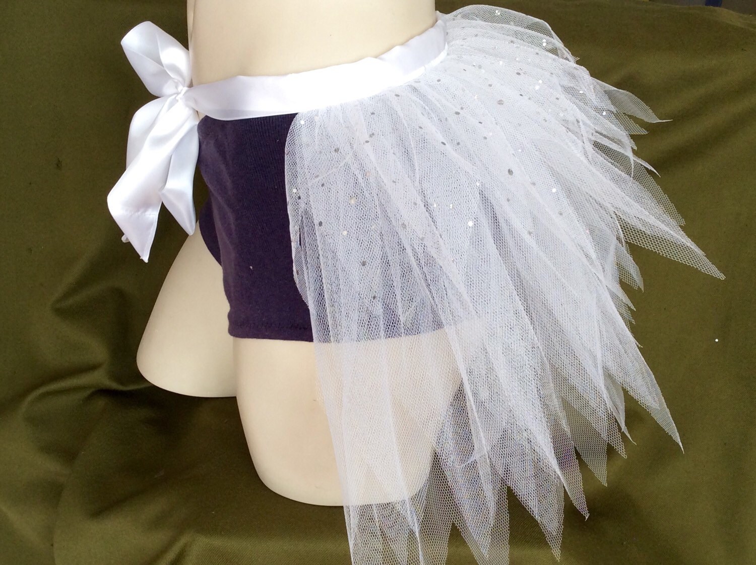 Adult Sparkly White Half Tutu Bustle Tutu Net 