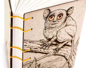 Koboldmaki Journal - Lay Flat Journal - Unlined Journal - Tarsier Journal - 160 Pages - handmade by Ruth Bleakley