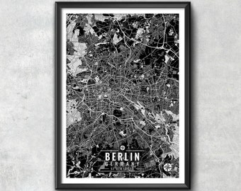 BERLIN Germany Map with Coordinates, Berlin Wall Art, Berlin Map, Map Art, Map Print, Berlin Print, Berlin Art, Wall Art, Map Wall Art, Art