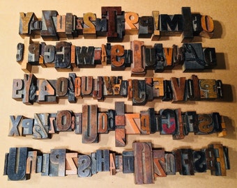 100+ Antique Vintage Wood Mixed Font Size LETTERPRESS Print Type Block ALPHABET Letter Number Lot