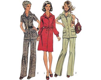 70's Dress, Tunic and Pants, Women's Sewing Pattern Misses Size 12 Bust 34 Uncut Vintage 1970's Simplicity 5735