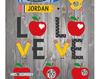 School Teacher Classroom Student SVG DXF Monogram Pack