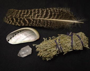 Small Smudge Kits for cleansing, purifying, recharging, meditation and spiritual work - cruelty free feathers!