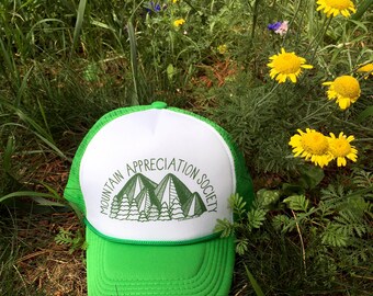 Mountain Appreciation Society - green trucker hat mesh