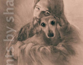 Dachsund in His Arms