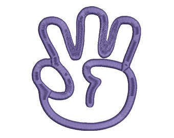 Hand with 3 fingers embroidery design Instant Download