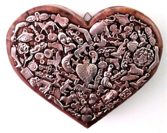 Milagros Heart Mexican Milagro Charms Ex Voto Sacred Heart Carved Wood Heart