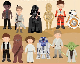 Starwars Clipart, Star Wars No Guns, The Force Awakens Clipart, Starwars Digital, R2D2, CP30, BB8, Light Saber Clipart, Star Wars Clipart
