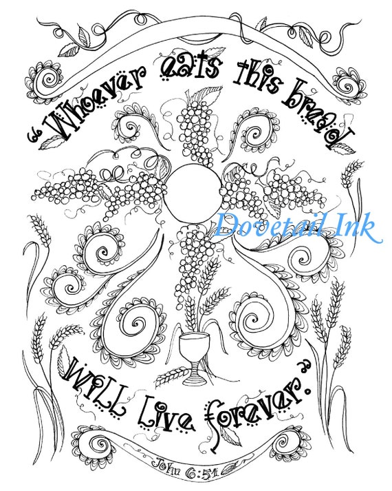 Download Printable Bread of Life Catholic Scripture Art Coloring Page