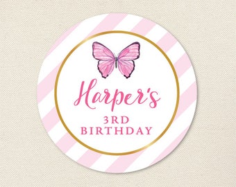 Butterfly Party - Custom Stickers - Sheet of 12 or 24