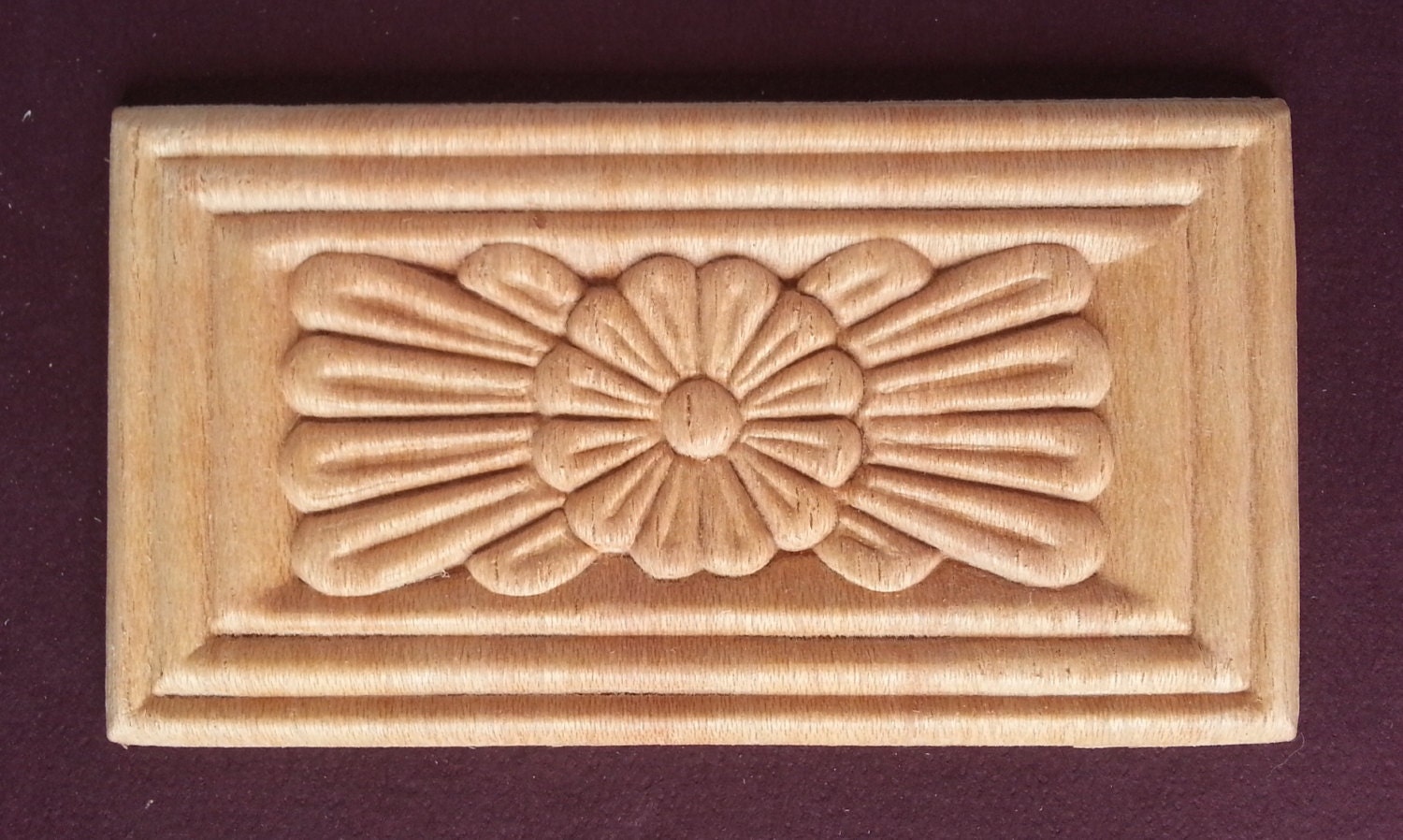 Wood Appliques Set of 4/ Flower Embossed Trim Ornaments/Craft