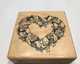 Large Flower Heart Rubber stamp, 70 mm (BB4/2)
