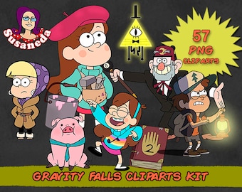 GRAVITY FALLS cliparts, 46 Cliparts Pack, Gravity Falls pngs, transparent background, instant download