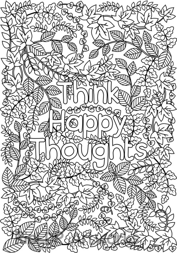 printable think happy thoughts coloring page for