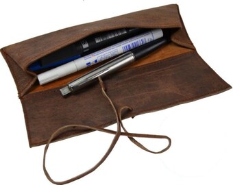 Leather pencil case Leather pencil pouch Leather pen case Leather pen pouch rollup pencil case leather pencil roll Mother's Day Gift