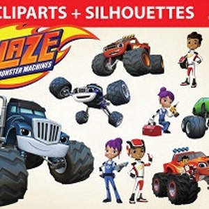 Blaze & The Monster Machines PNG Silhouettes Svg Transparent Clipart Scrapbook Invites Printable Party Centerpiece Digital (NO LAYERS)