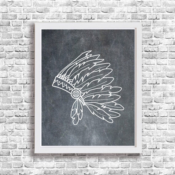Items similar to Headdress Printable Native American Art Prints Ethnic Wall Decor Children Kids ...