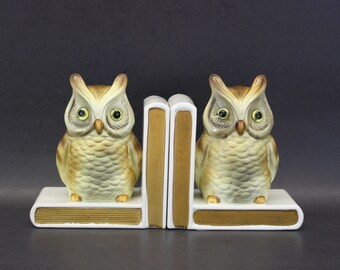 Vintage Woodland Owl Bookends (E7606)