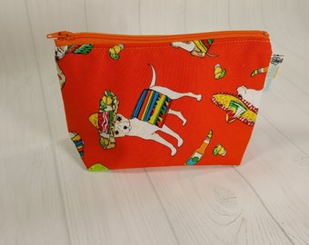 Chihuahua Cinco de Mayo Orange Chiwawa Zipper Notions Pouch, Mini Zippered Wedge Bag, Craft Pouch NP0056