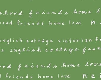 Home Sweet Home Word Fabric - Neighborhood by Alyson Beaton for Windham Fabrics - Words in Green - Fabric by Half Yard