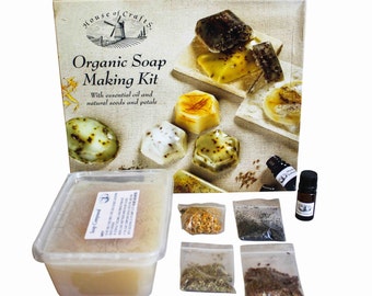 New House of Crafts Organic Bath Soap Making Kit Natural Seeds Petals Essential Oil Scented Bathroom Decor