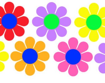 One 12" Large or One 6" small Flower With Center VW Flower Power Ricky Ticky Stickies Decals For Your Car, Large Flower