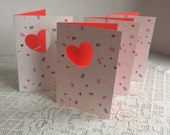 Vintage Valentine's Day Cards and Envelopes by Ambassador Hallmark / Eighties Greeting Cards / Cut Out Heart Cards