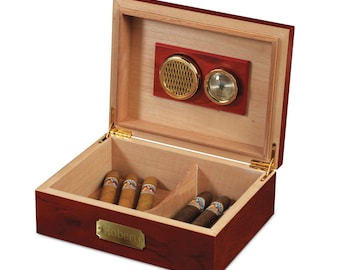 Personalized Desktop Cigar Humidor | Cigar Storage Box | Cherry Wood Cigar Box | Groomsmen Gift | Gifts for Him | FREE Personalization