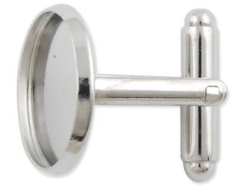 1 pair of round cufflinks with cabochon 20mm