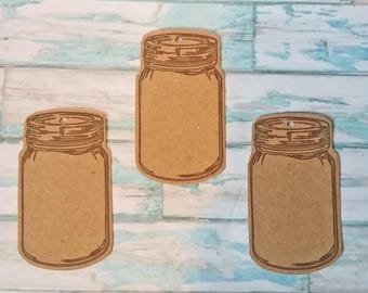 Set of 10 large tags mason jar kraft vintage