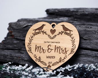 Personalized Engagement Ornament, Personalized Glitter Ornament, Engagement Gift, Just Engaged Gift, Engaged Ornament, Lovebirds