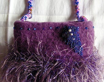 Lavender Bag with Beaded Handle Evening Bag for Wedding, Easter, Mother of the Bride