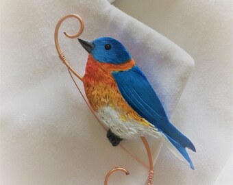 Beautiful Bluebird Brooch/ Handcrafted Pin