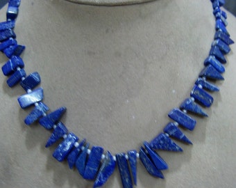 1 Strand Lapis lazuly Layout rough beads 16'' 48, grams 7X8 7X20 MM