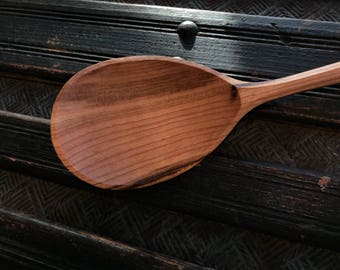 11" cooking spoon, wooden spoon, serving spoon, hand carved wooden spoon