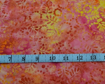 Batik Fabric, Orange Fabric, Yellow Fabric, Cotton Fabric By The Yard, Cotton Quilting Fabric, Sewing Project, Fat Quarter, Quilting Supply