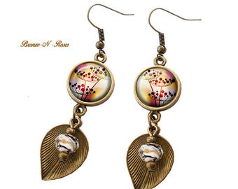 Earrings * Scarlette * setting retro vintage dandelions flowers
