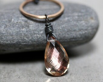 Peach Vanilla Oregon Sunstone Gemstone Necklace, 14k Gold Oxidized Sterling Silver Necklace Sunstone Jewelry - Midas