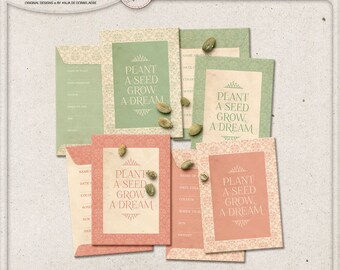 Seed Savers, Printable Digital Collage Sheet, Instant Download, Grow A Dream, Shabby Chic Seed Envelope, Wedding Gift, For The Garden