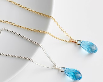 Aquamarine Necklace - Swarovski Aquamarine Pendant - March Birthstone Necklace - Aquamarine Pendant - Aquamarine Jewelry Jewelry - A11