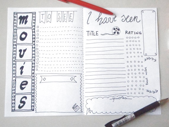 movies bullet journal printable planner to seen seen cinema