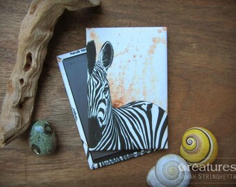 Magnet Zebra Stripes with ink and watercolor