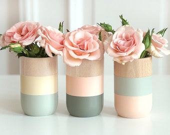 Wooden Vases - Home Decor - for flowers and more - Set of 3 - gift for Her
