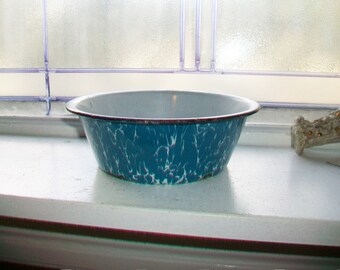 Graniteware Bowl Robins Egg Blue Vintage Enamelware 1930s