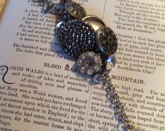 Silver tone vintage button bracelet